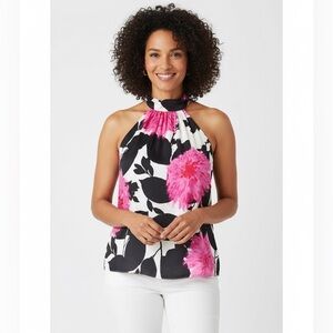 Trina Turk Silk Floral Print Halter Top Size L